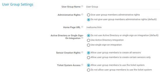 User Group Settings